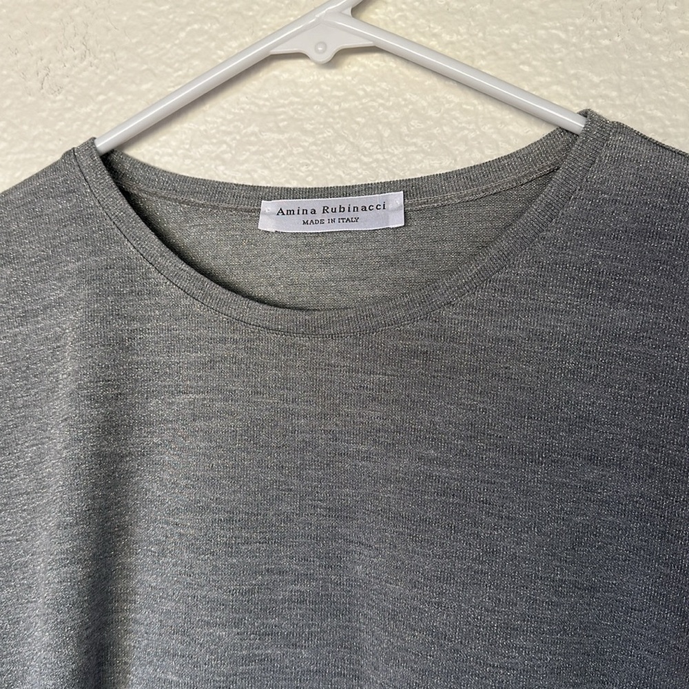 Amina Rubinacci size 48 metallic silver long sleeve top